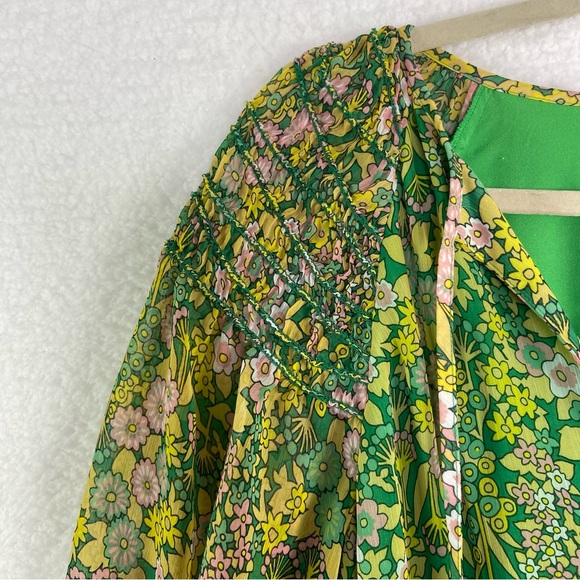 TED BAKER green floral tie London Ursille Midi Dress. Size 4/Large - Picture 4 of 16